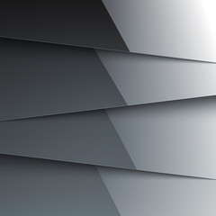 Fototapete - Dark grey shiny metallic layers abstract background