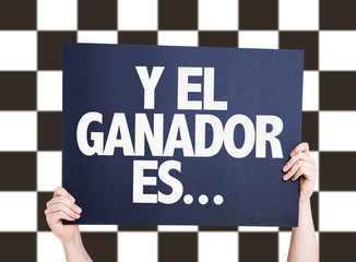 Wall Mural - and the winner is... (in spanish) card with checkered flag