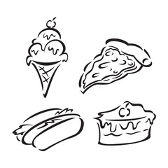 Sticker - set of sketchy food icon