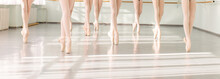 Legs Of Dancers Ballerinas In Class Classical Dance, Ballet