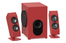 Red Loudspeakers With Subwoofer System 2.1