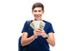 © Drobot Dean - Male student holding money