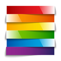 Aufkleber - Rainbow shiny paper stripes banners with shadows on white backgr