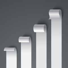 Aufkleber - Curled blank paper stripe banners chart on gray background