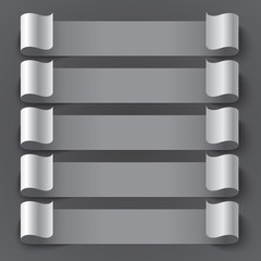Aufkleber - Curled blank paper stripe banners with shadows on gray backgroun