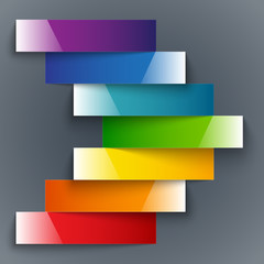 Poster - Colorful rainbow shiny paper stripes banners arrow on dark grey 