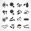 Set of icons with bacteria and virus