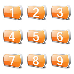 Numbers Counting Orange Vector Button Icon Design Set