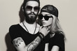 fashion beautiful couple together.Tattoo Hipster boy and girl