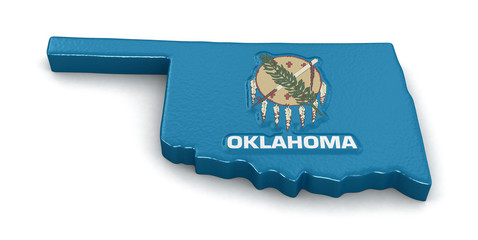 Poster - Map of Oklahoma state with flag. Image with clipping path.
