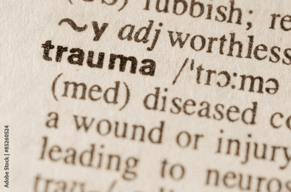 Dictionary definition of word trauma - obrazy, fototapety, plakaty 