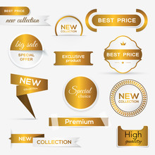 Collection Of Golden Premium Promo Seals/stickers.