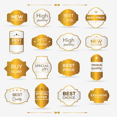 Wall Mural - Collection of golden premium promo seals/stickers.