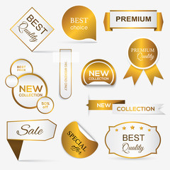 Wall Mural - Collection of golden premium promo seals/stickers.