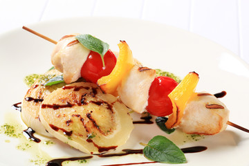 Sticker - Chicken shish kebab with aubergine