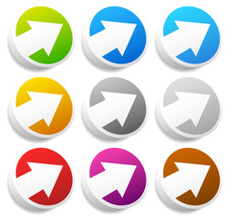 Poster - Diagonal arrow buttons, icons. Arrows pointing right and up with
