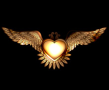 Steam Pun Style Heart With Wings