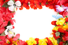 Lei Border With Copy Space In The Center For Holiday Travel Plans And Greetings. 