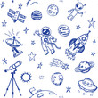 © teploleta - Hand drawn space doodle seamless background