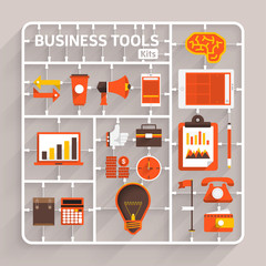 Sticker - Vector flat design model kits business Tools. Element for use to success creative thinking