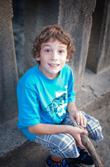 happy young boy outdoors