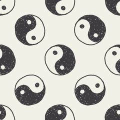 Sticker - Tai Chi doodle seamless pattern background