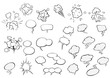 Cartoon speech bubbles and explosion clouds