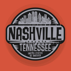 Canvas Print - Stamp or label with name of Nashville, Tennessee