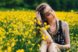 © jul14ka - beautiful girl in a field of yellow flowers