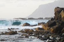 Scenic Rocky Tenerife Island Coastline And Waves Of Atlantic Oce