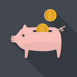 Saving Money Piggy Bank Icon Flat Design, Vector illustration