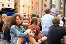 Beautiful Girl Tourist In Rome, Vacation In Italy