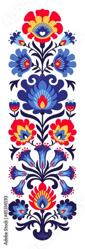 Naklejka na drzwi Polish folk flowers papercut