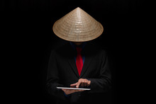 Man In Vietnamese Conical Hat