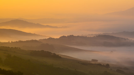 Canvas Print - Sunrise over Tuscan Hills