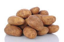 Russet Potatoes On White