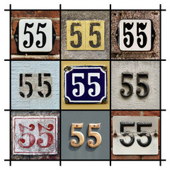 Collage of House Numbers Fifty-five