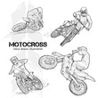 Hand drawn illustrations of motocross