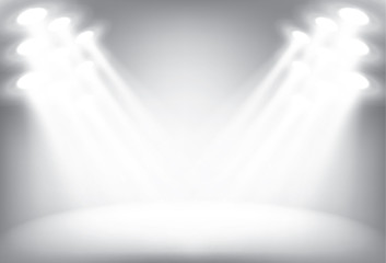 Wall Mural - illuminated stage with scenic lights vector background