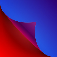 Poster - Curled colorful blue and red paper page corner with realistic sh