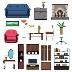 Poster - Interior Icons Flat Set