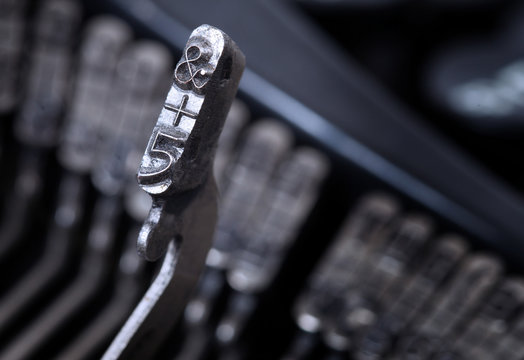 5 hammer - old manual typewriter - cold blue filter