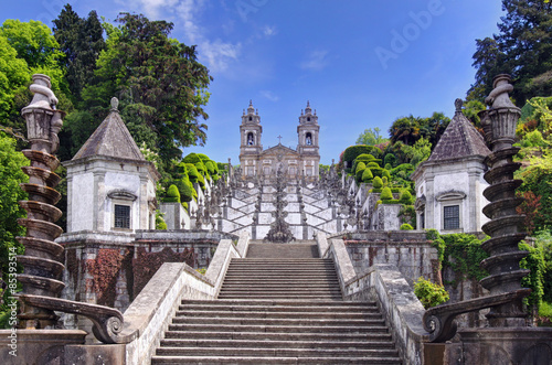 Fotografie, Obraz Stairway to the church of Bom Jesus do Monte in Braga (Portugal)