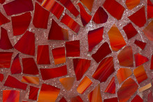 Red Glass Mosaic Wall Pattern