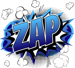 Wall Mural - Zap - Comic book, cartoon expression isolated on white background.