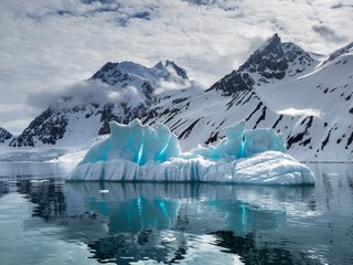 blue iceberg - arctic landscape - spitsbergen, svalbard