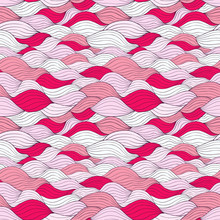 Abstract Wavy Vector Seamless Pattern Of White And Pink Tints