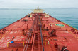 Oil tanker deck while calm weather. View from masthead.