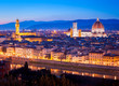 Panorama of Florence with its landmarks, Saint Mary of the Flower and Old Palace (Palazzo Vecchio or Della Signoria)