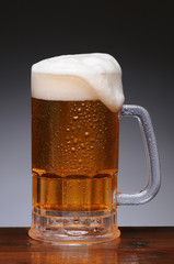 Wall Mural - Beer Mug on Wet Wood Surface